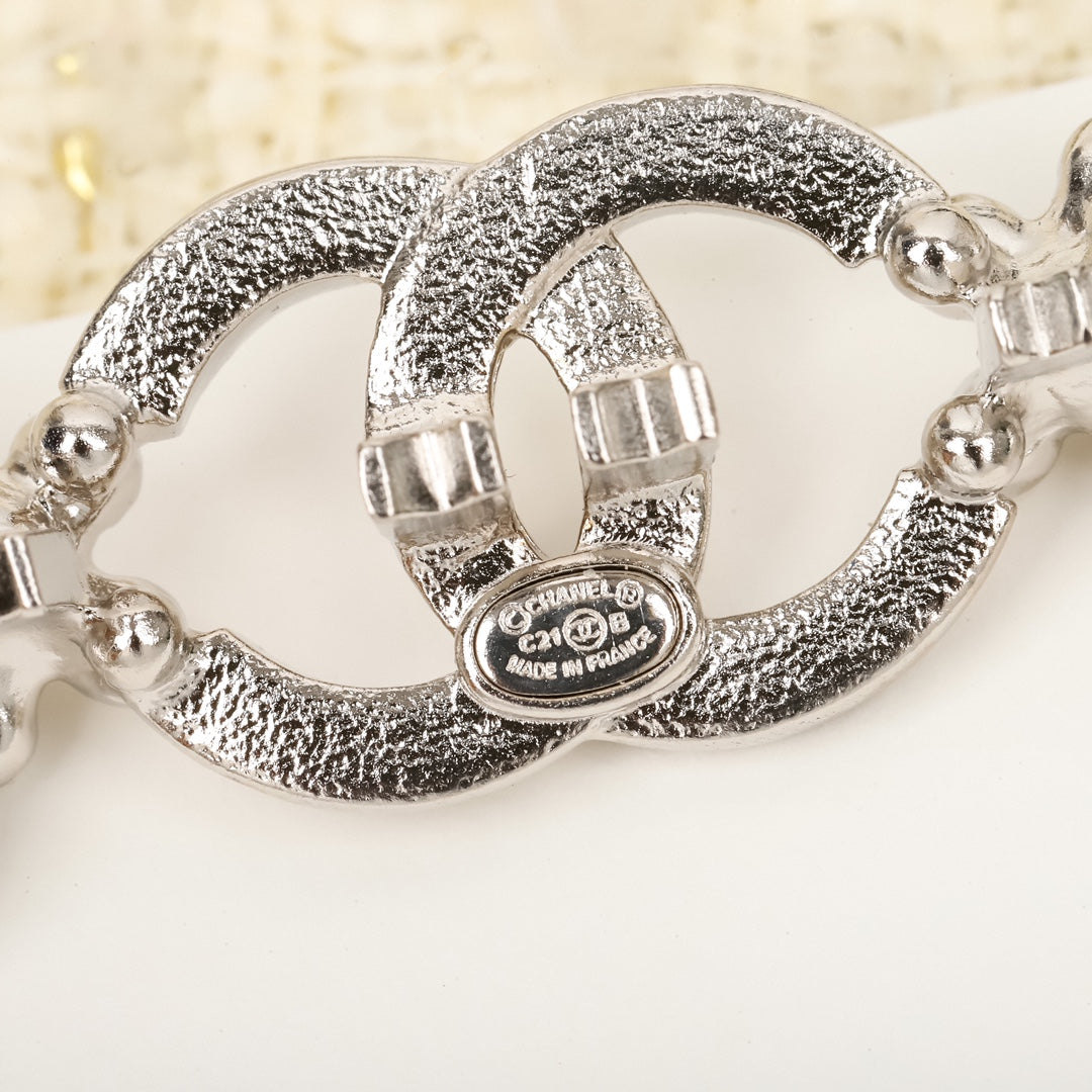 high grade silver pearl letter clip with diamond side hair clip fja2