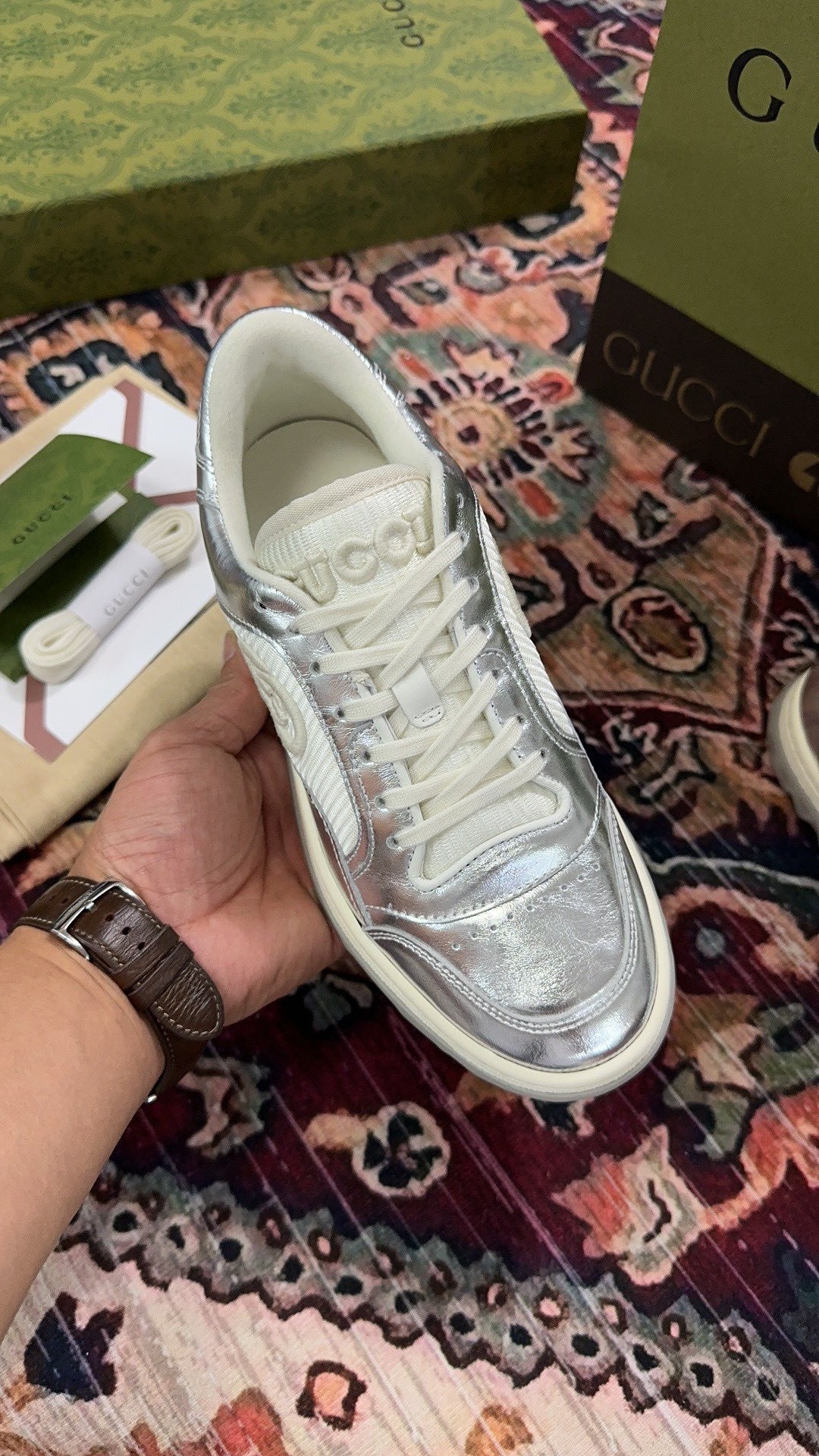 2024 Early Spring Popular High end Casual Shoes Versatile Silver Little White Shoes XZH56