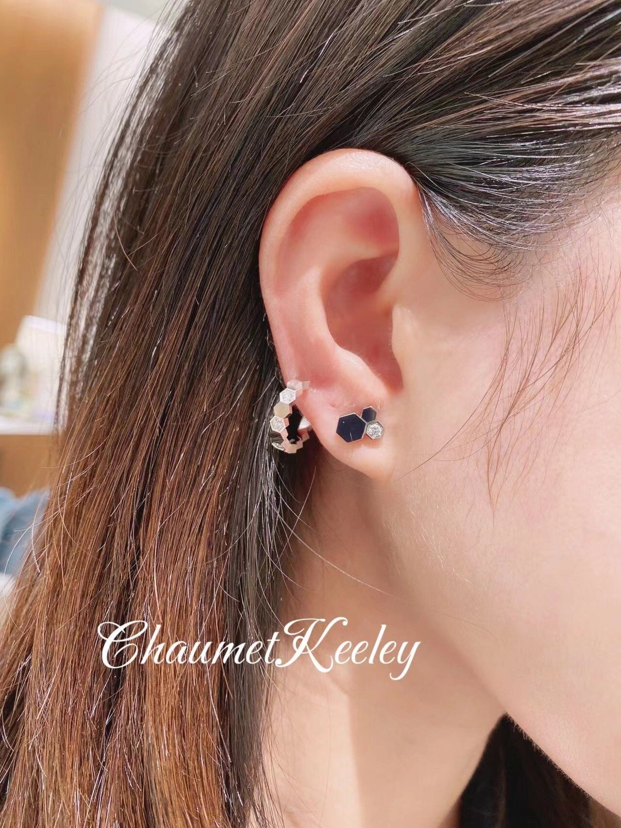 new fashion circle honeycomb rose gold pure silver ear ring eha118