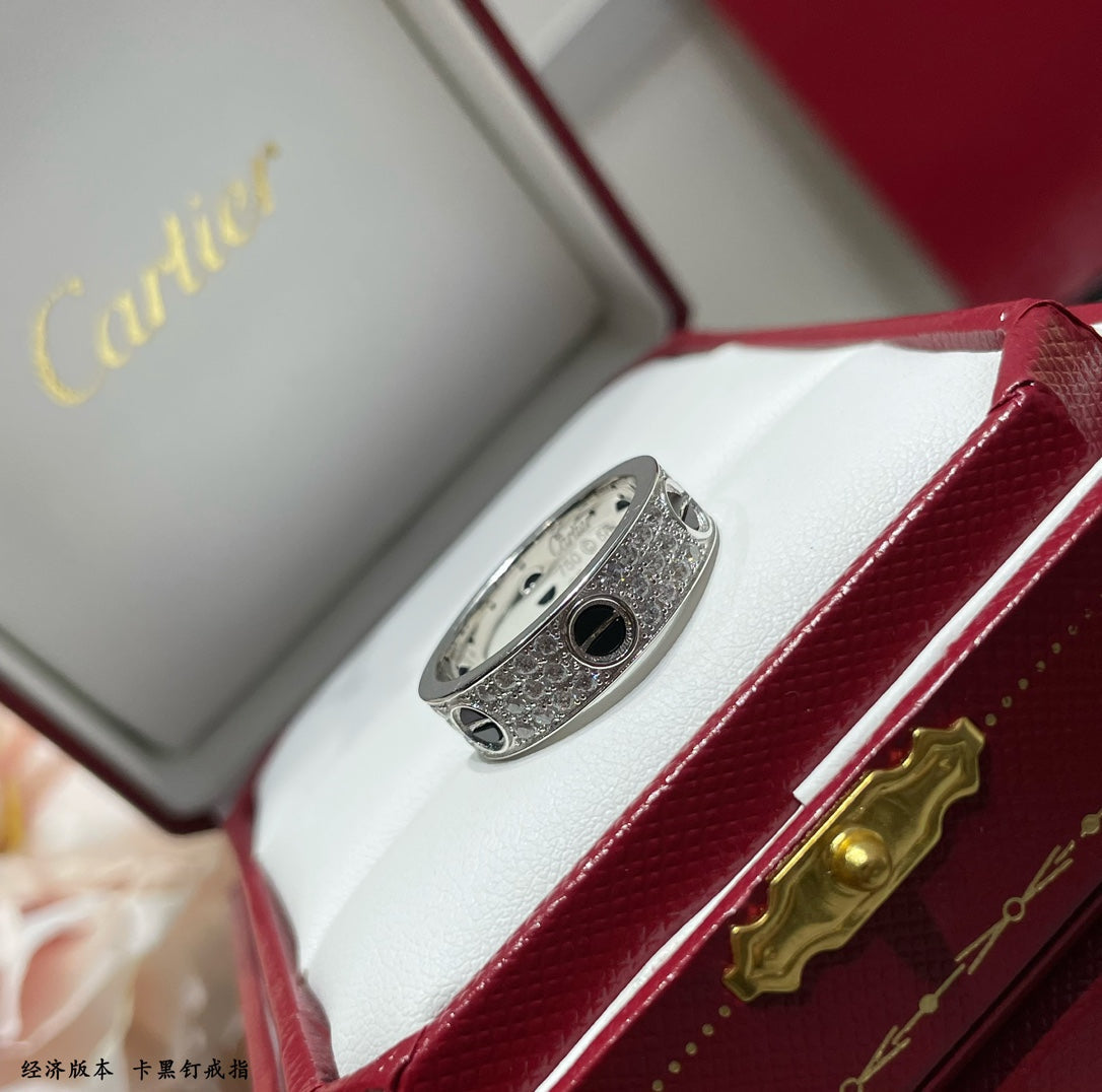 cartier circle black nail full sky star couple ring jza28