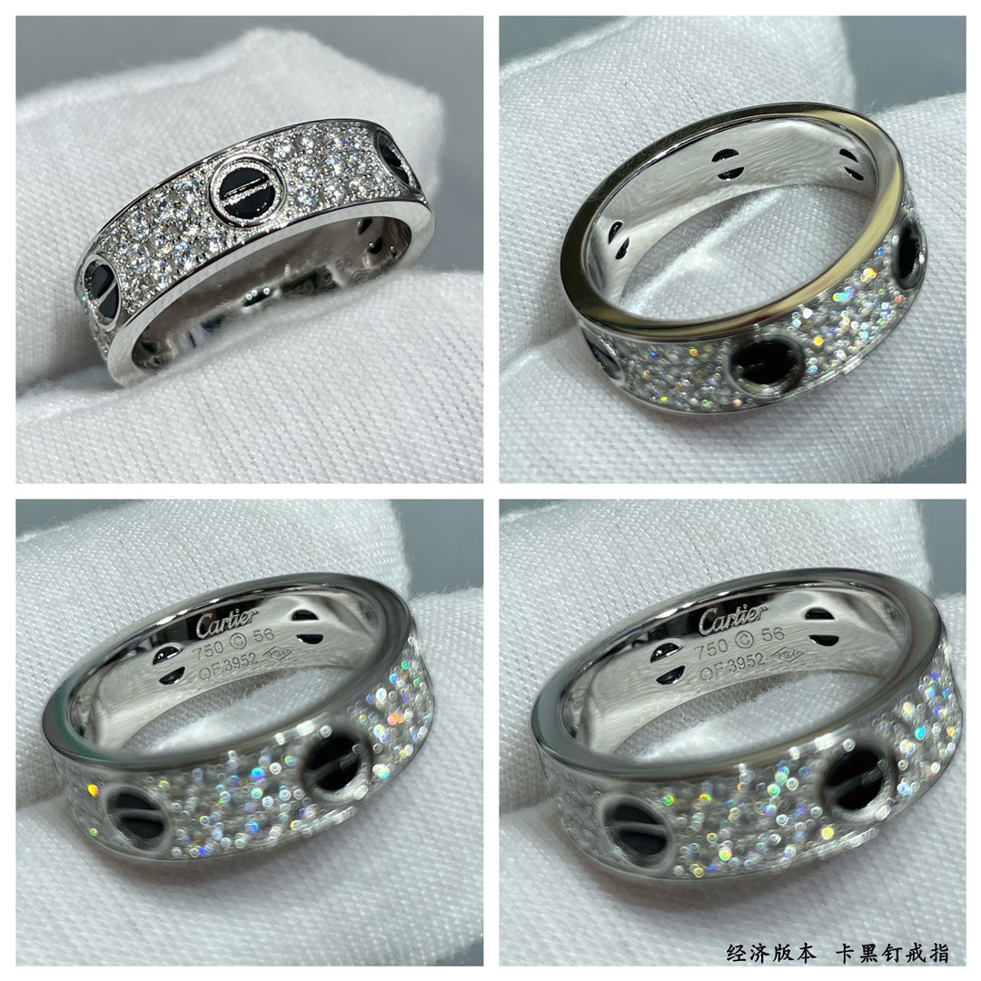 cartier circle black nail full sky star couple ring jza28