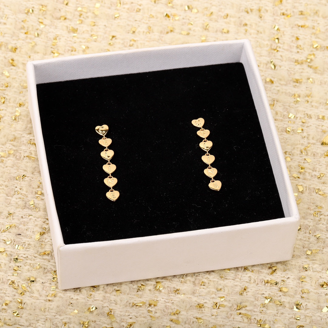 new love fashionable personality peach heart double layered unique earrings ins eha68