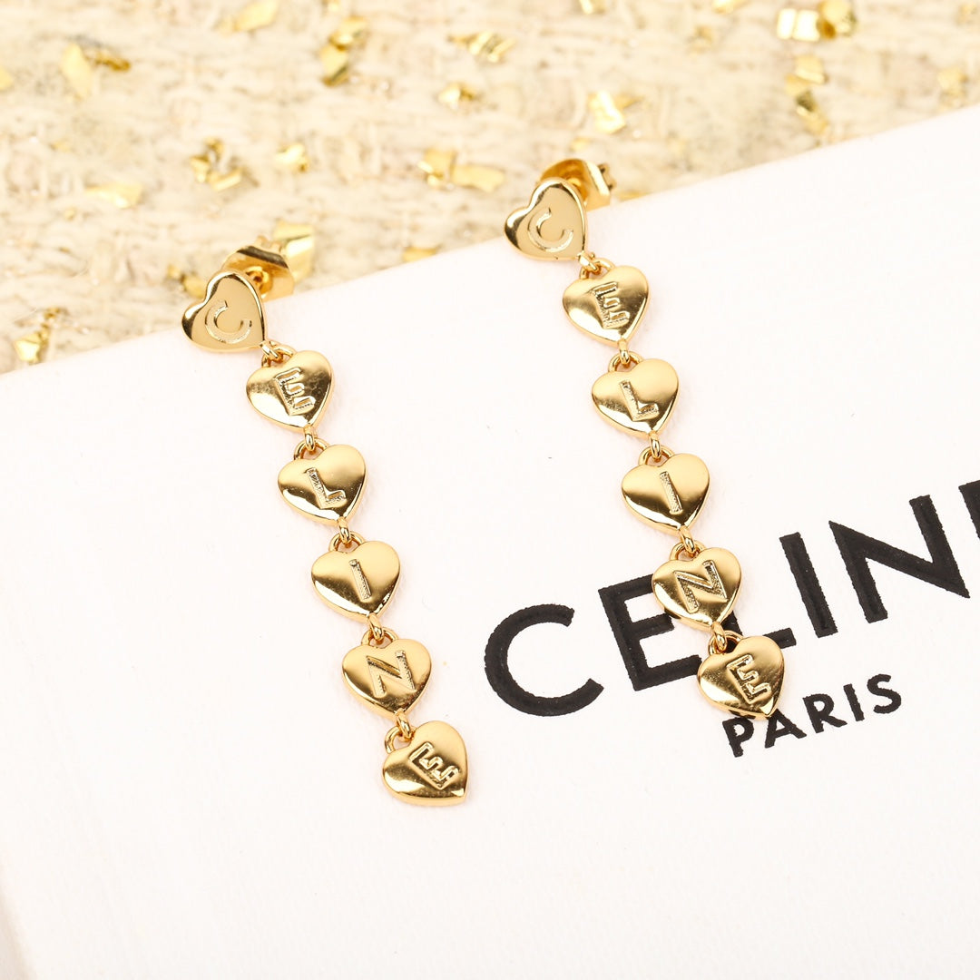 new love fashionable personality peach heart double layered unique earrings ins eha68