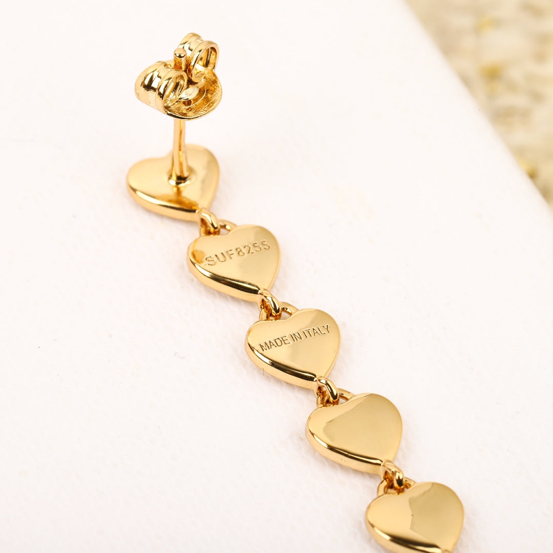 new love fashionable personality peach heart double layered unique earrings ins eha68