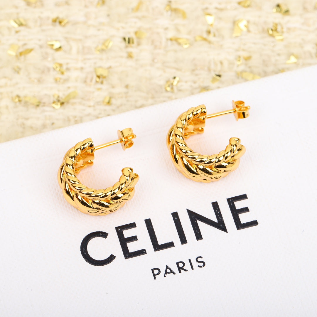 celine personalized european and american style fashionable and versatile hemp edge c shaped earrings eha73