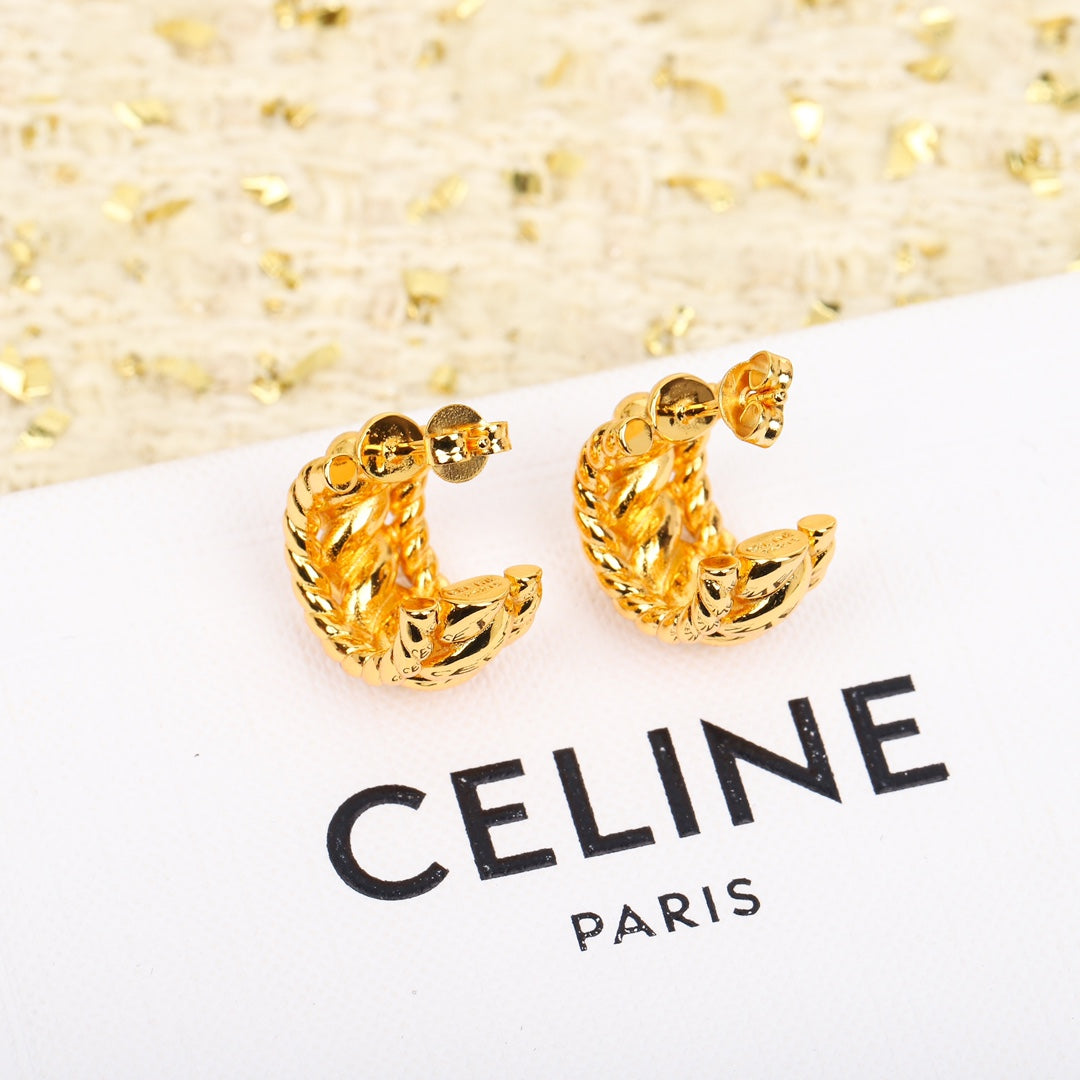 celine personalized european and american style fashionable and versatile hemp edge c shaped earrings eha73
