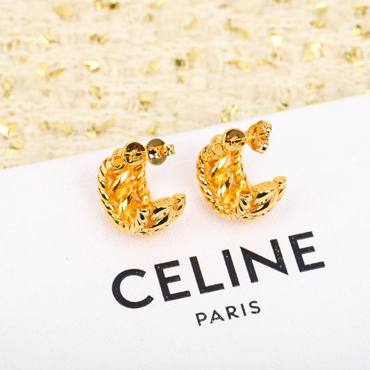 celine personalized european and american style fashionable and versatile hemp edge c shaped earrings eha73