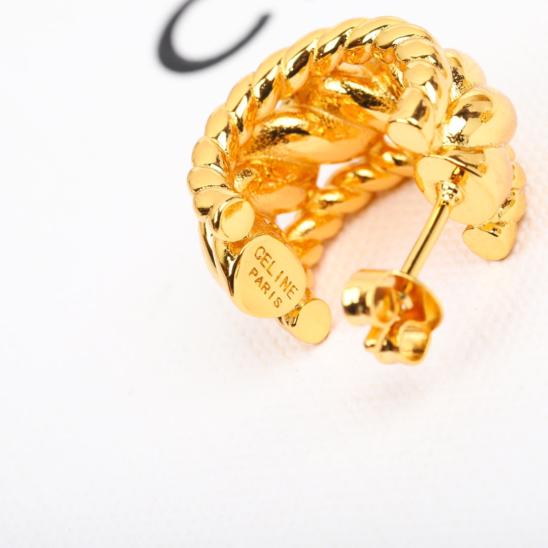 celine personalized european and american style fashionable and versatile hemp edge c shaped earrings eha73
