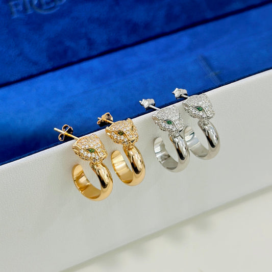 cold wind leopard gold and silver emerald earring earrings and earrings eha126