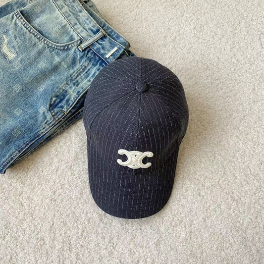 ?????????? new versatile embroidered baseball hat gray striped duck tongue hat mza44