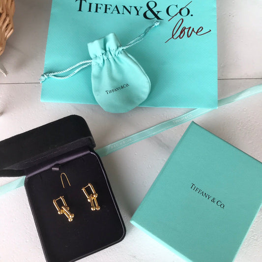 tiffany double chain gold earrings european and american eha87