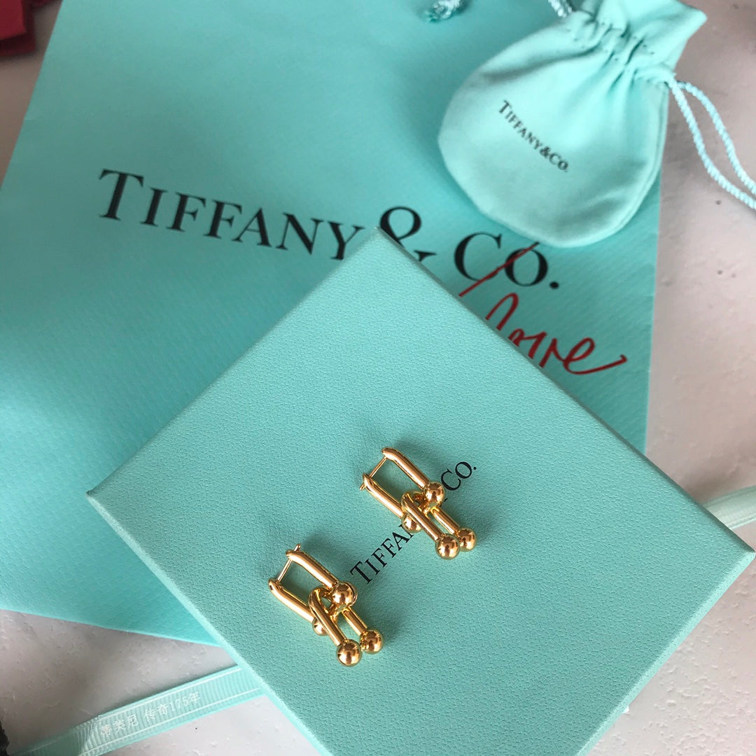 tiffany double chain gold earrings european and american eha87