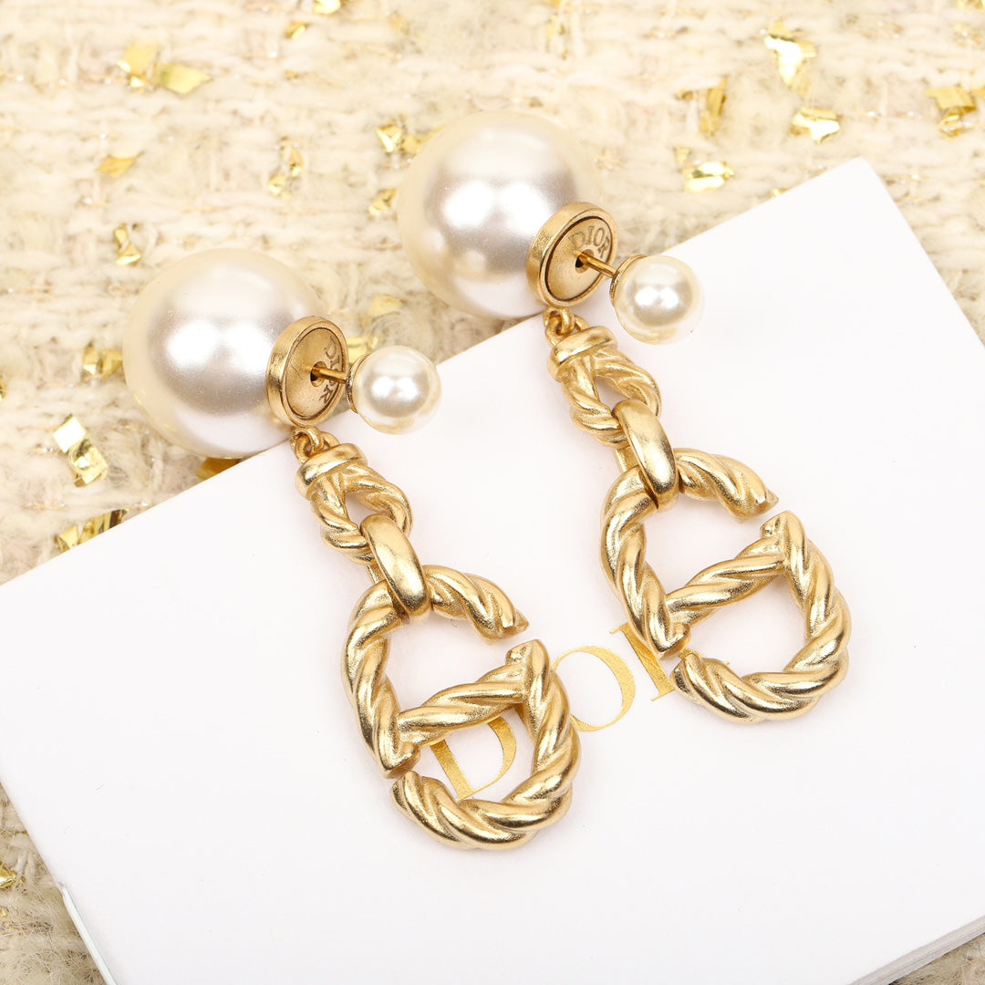 europe and america advanced fried dough twists versatile fashion leisure pearl earrings eha72