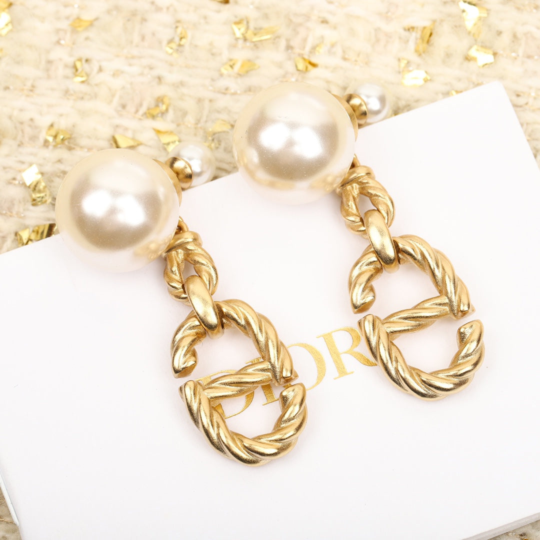 europe and america advanced fried dough twists versatile fashion leisure pearl earrings eha72