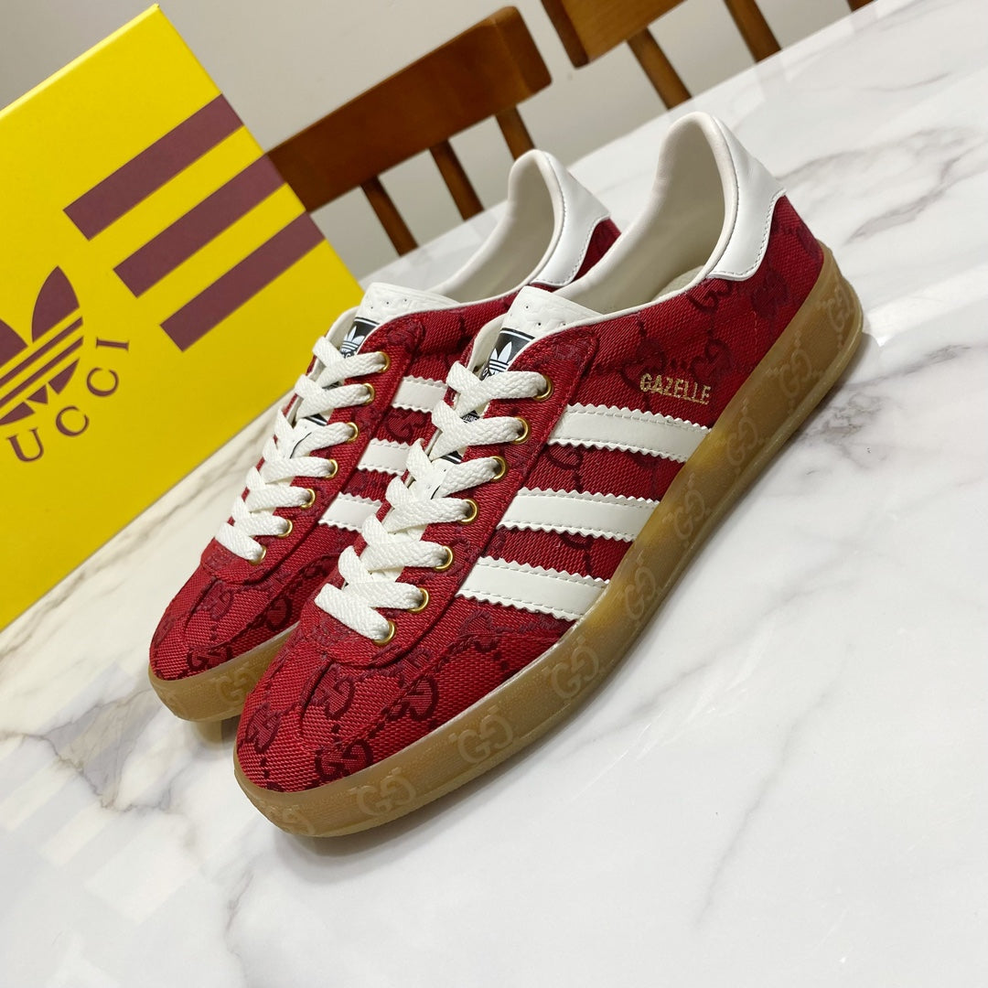 2024 New Casual Versatile High end Red Colored Three Bar Sports Canvas Shoes XZH62