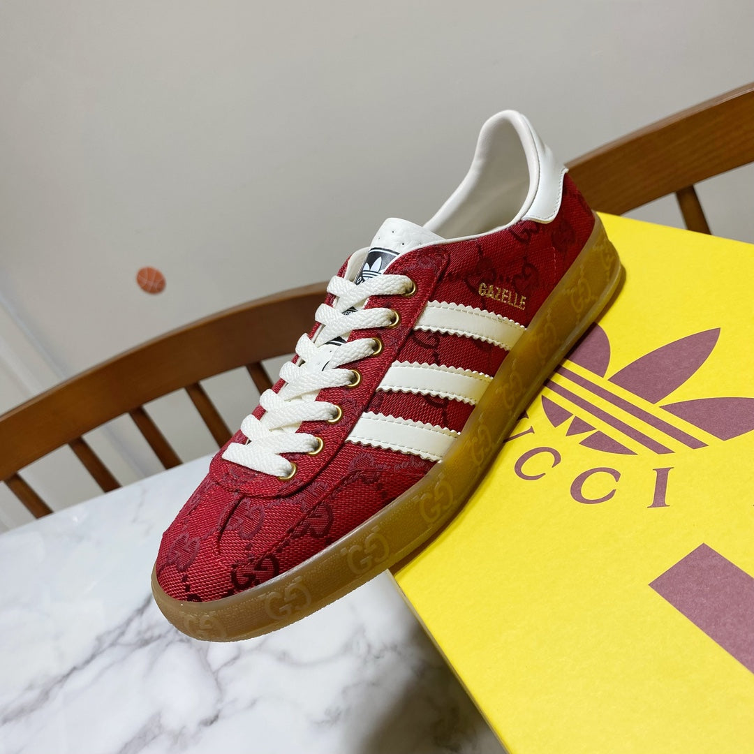 2024 New Casual Versatile High end Red Colored Three Bar Sports Canvas Shoes XZH62