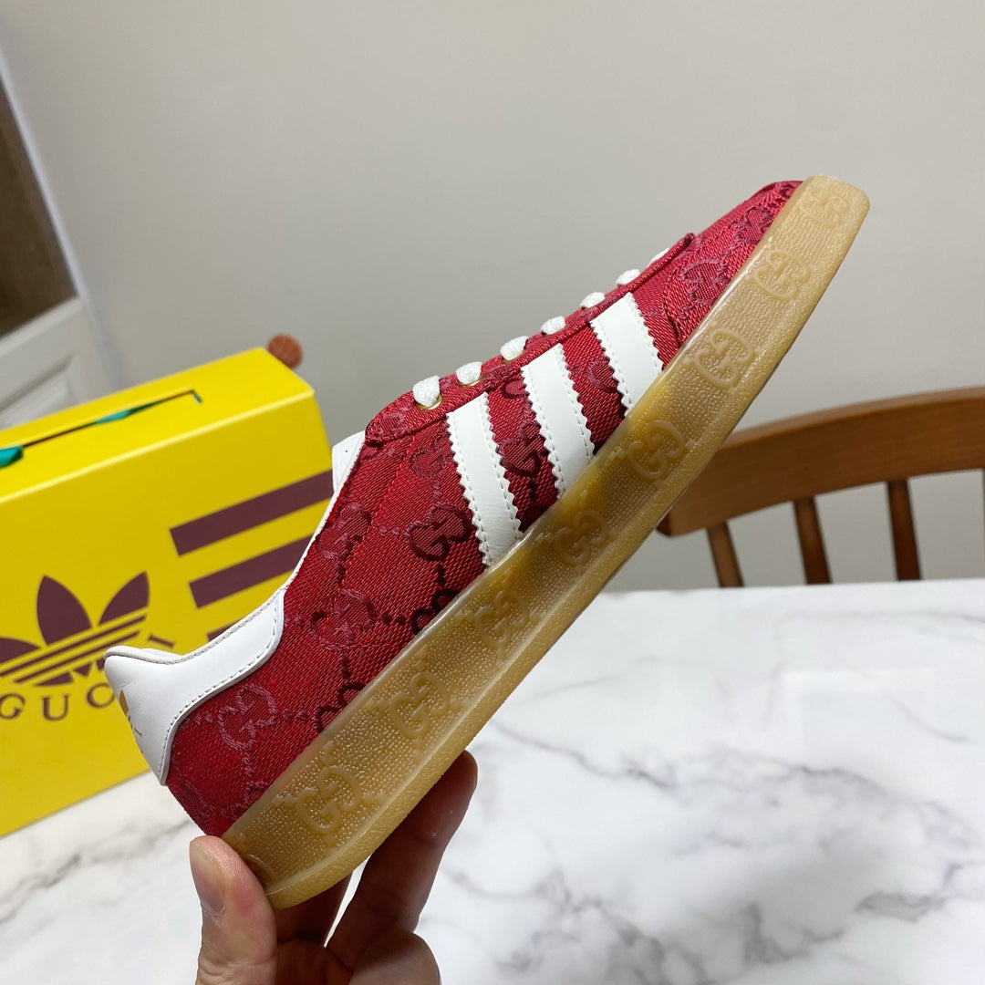 2024 New Casual Versatile High end Red Colored Three Bar Sports Canvas Shoes XZH62