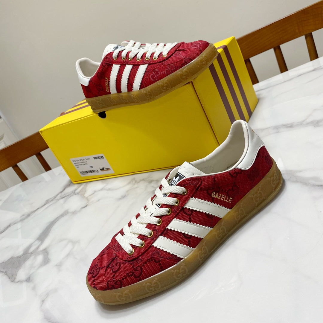 2024 New Casual Versatile High end Red Colored Three Bar Sports Canvas Shoes XZH62