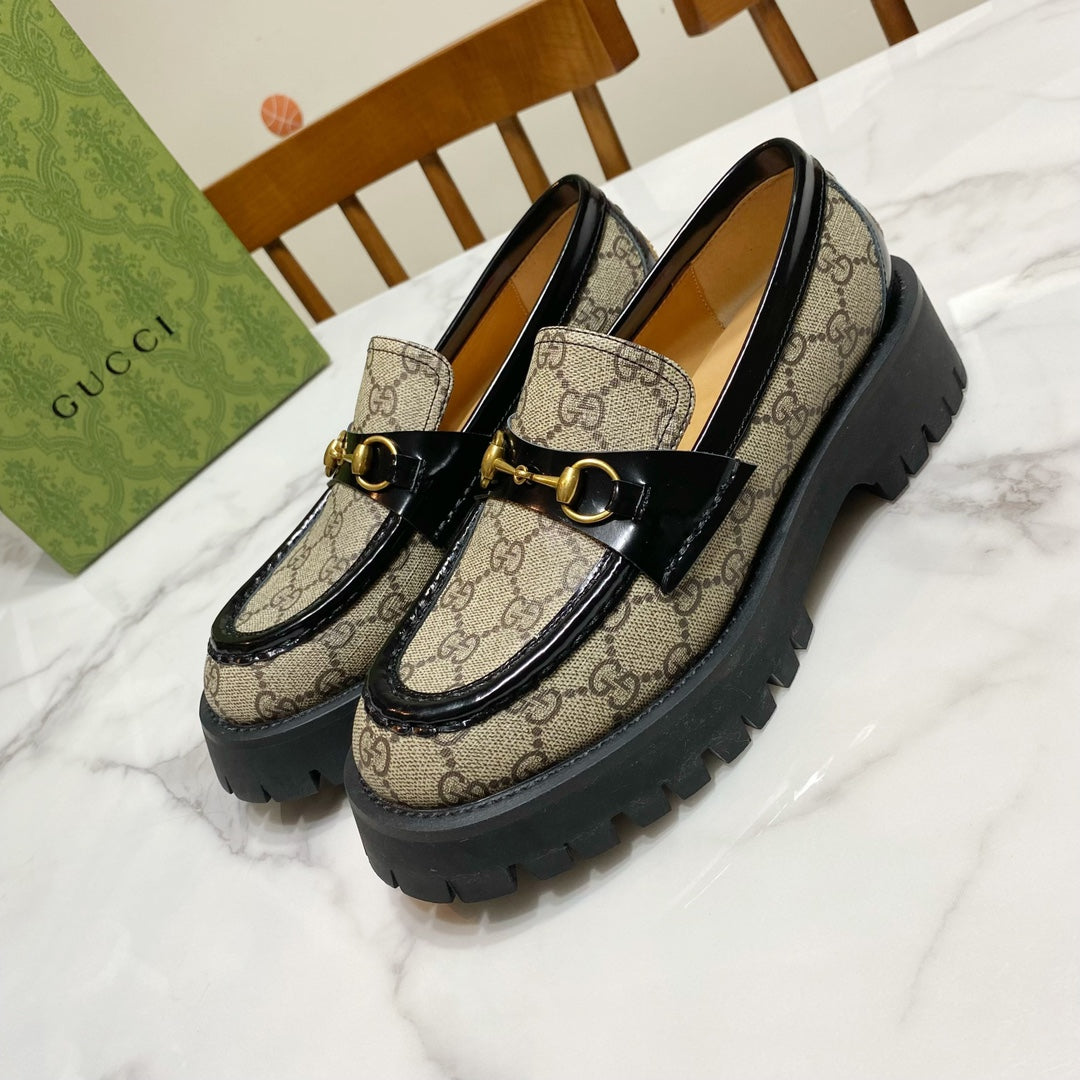 guccis new summer thick sole solid color loafers fashionable sponge cake shoes xzh73