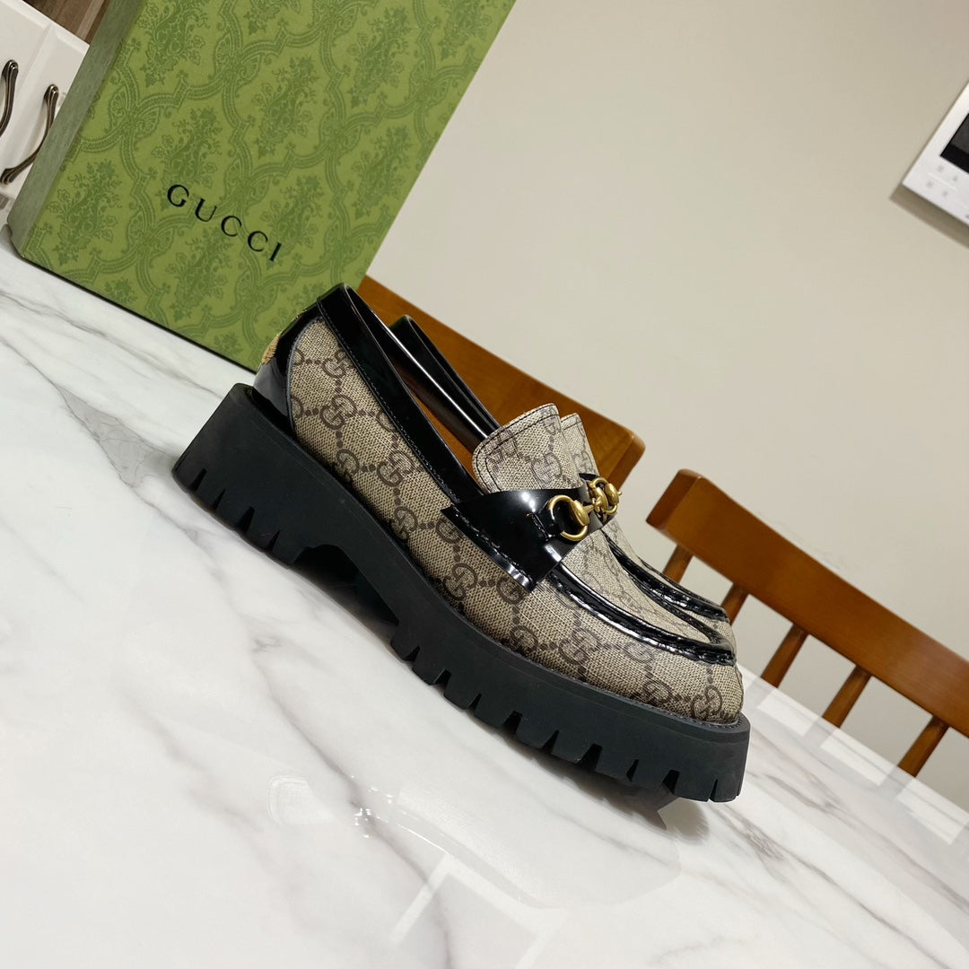 guccis new summer thick sole solid color loafers fashionable sponge cake shoes xzh73