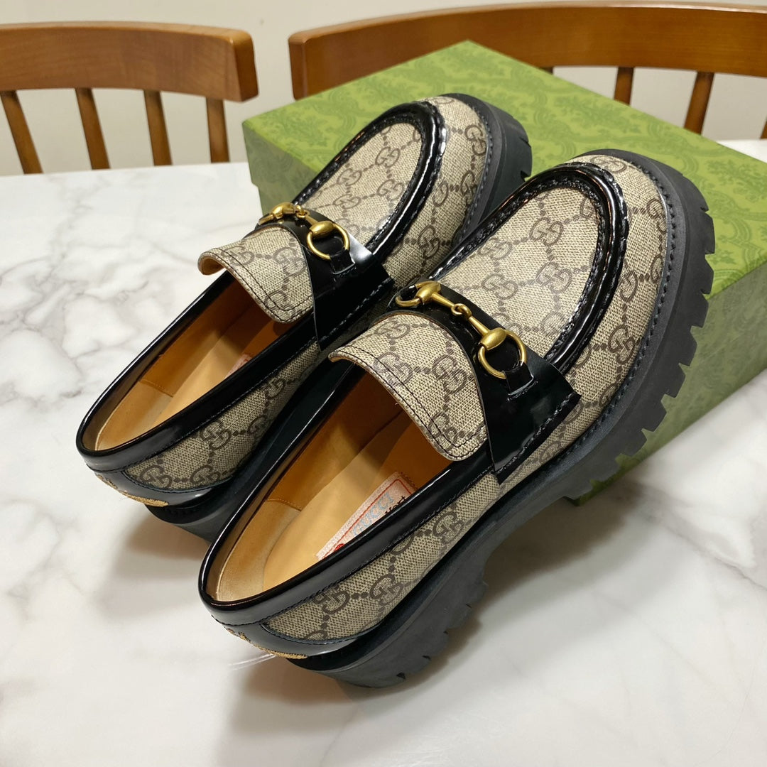 guccis new summer thick sole solid color loafers fashionable sponge cake shoes xzh73