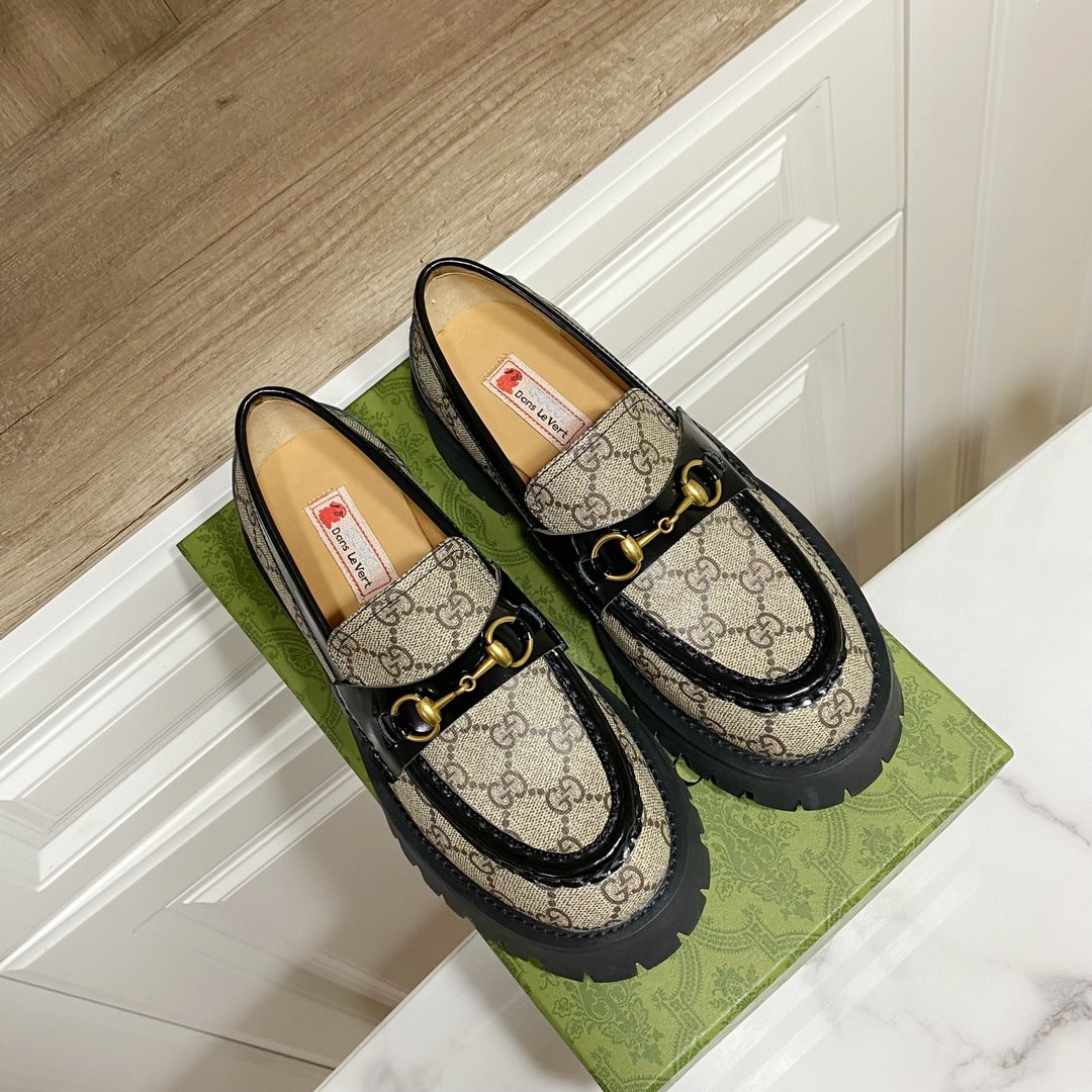 guccis new summer thick sole solid color loafers fashionable sponge cake shoes xzh73