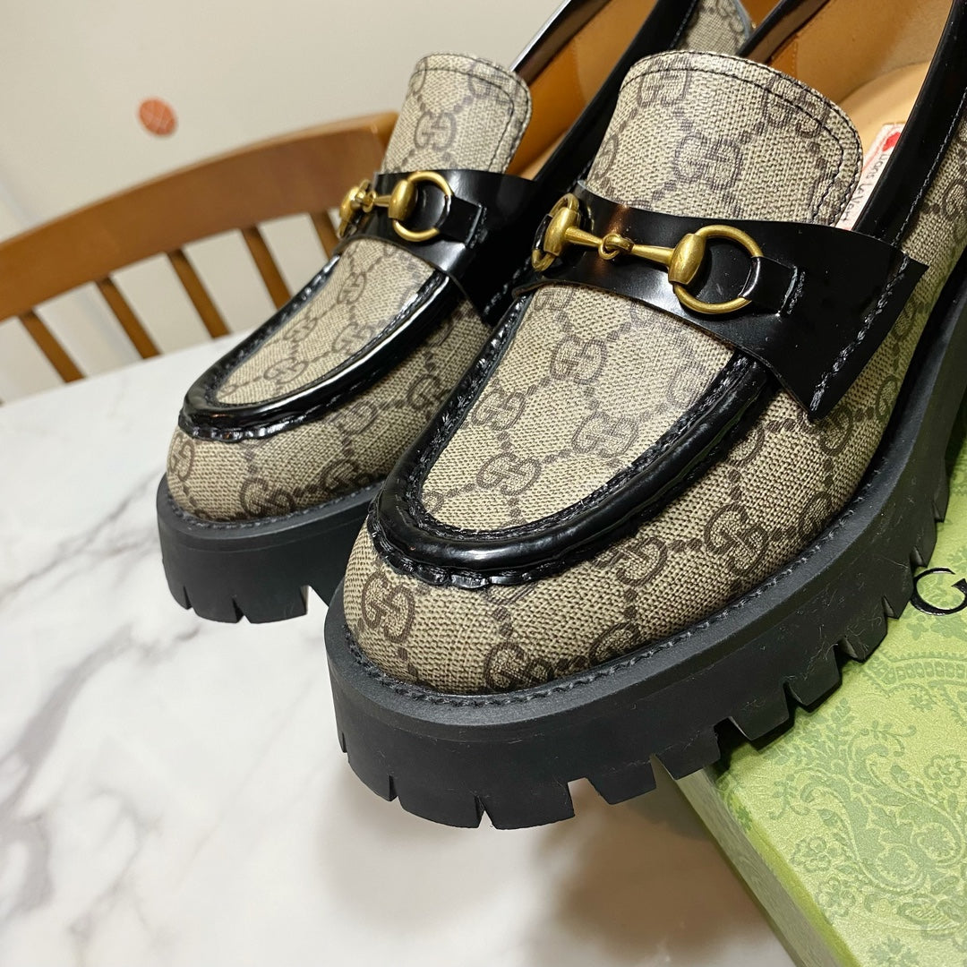 guccis new summer thick sole solid color loafers fashionable sponge cake shoes xzh73