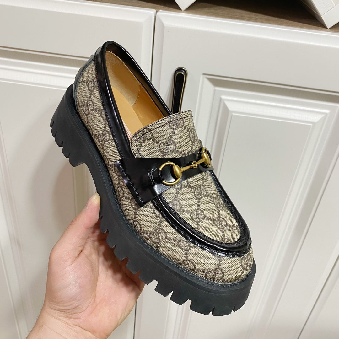 guccis new summer thick sole solid color loafers fashionable sponge cake shoes xzh73