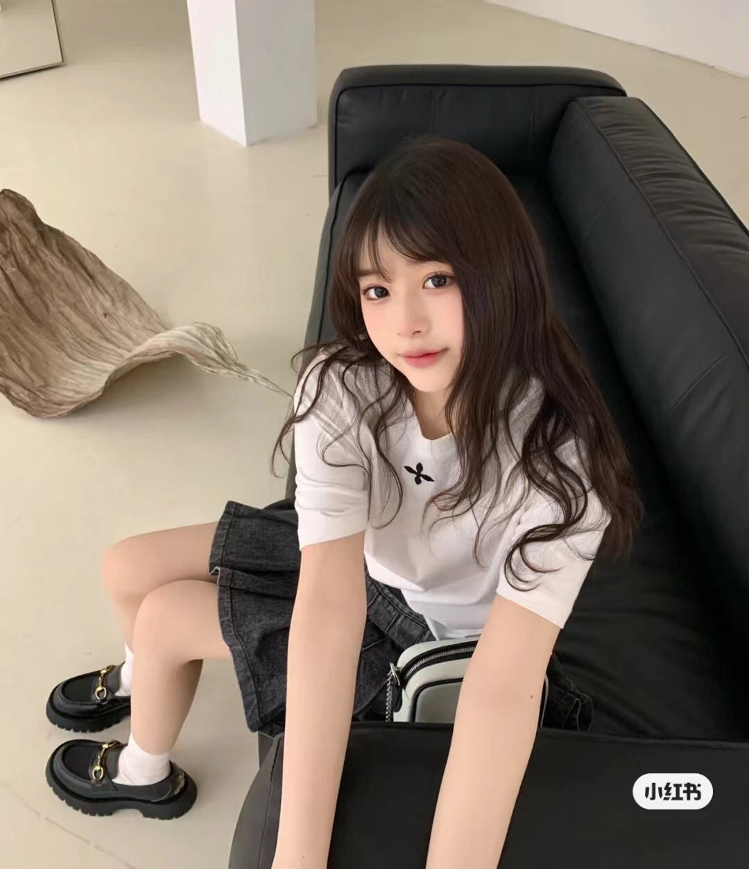 ggs new little leather shoes british style gold bee thick sole single shoes internet red lefu shoes xzh110