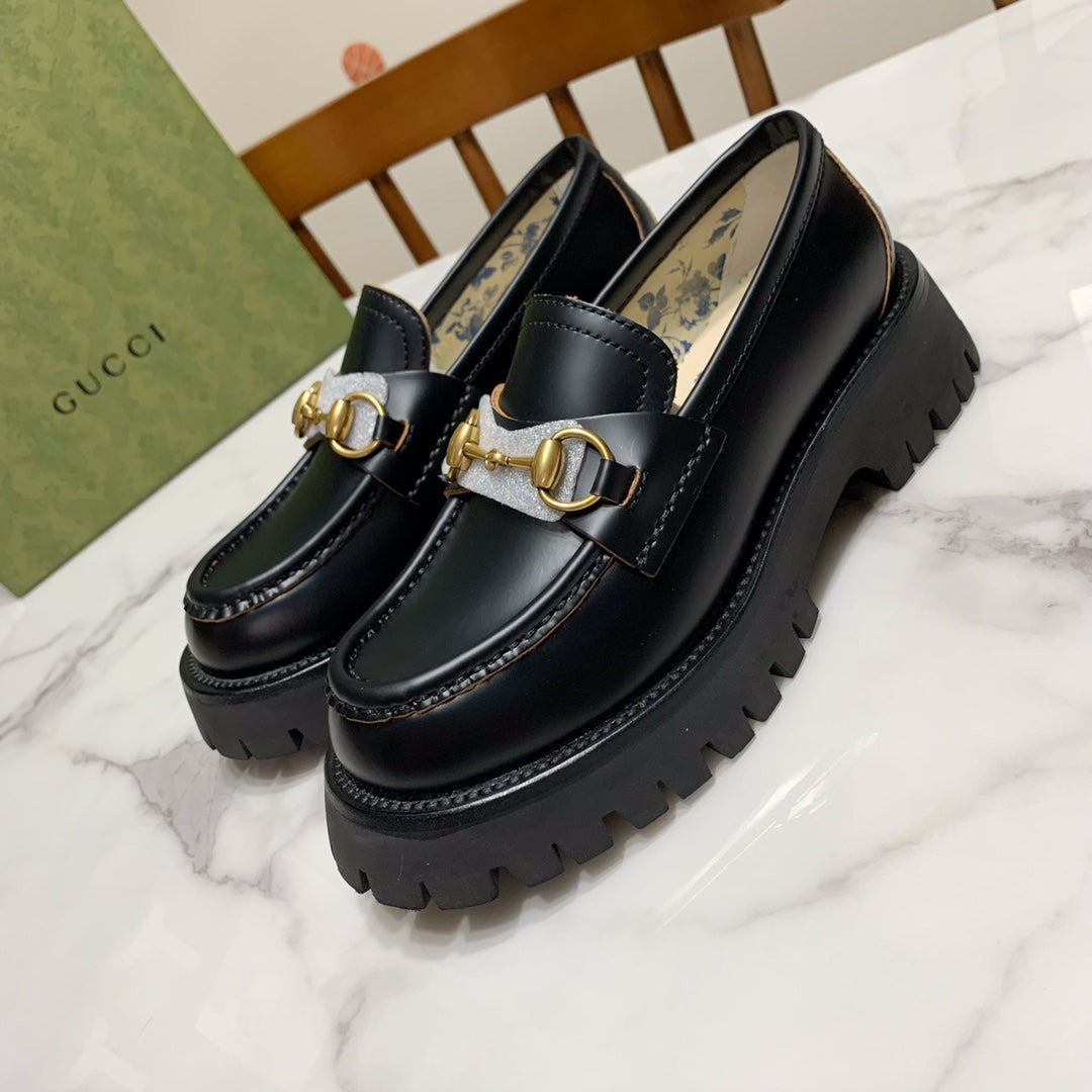 ggs new little leather shoes british style gold bee thick sole single shoes internet red lefu shoes xzh110