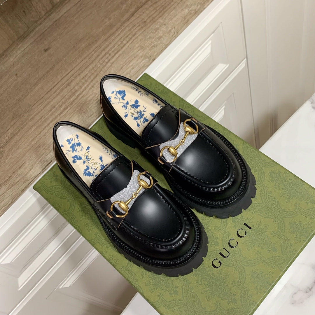 ggs new little leather shoes british style gold bee thick sole single shoes internet red lefu shoes xzh110