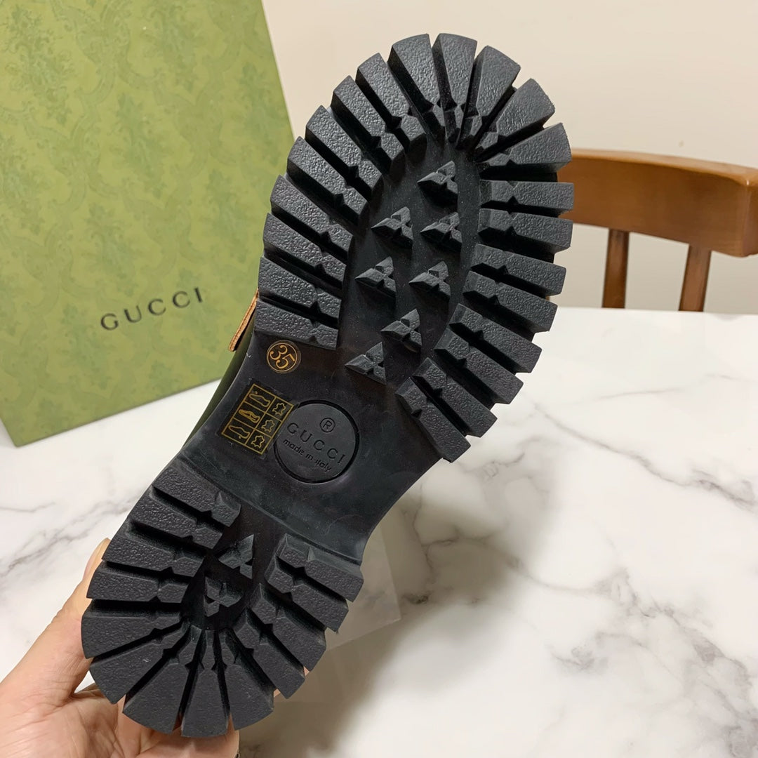 ggs new little leather shoes british style gold bee thick sole single shoes internet red lefu shoes xzh110