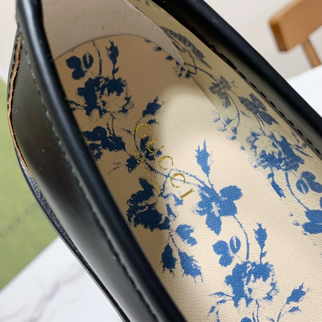 ggs new little leather shoes british style gold bee thick sole single shoes internet red lefu shoes xzh110