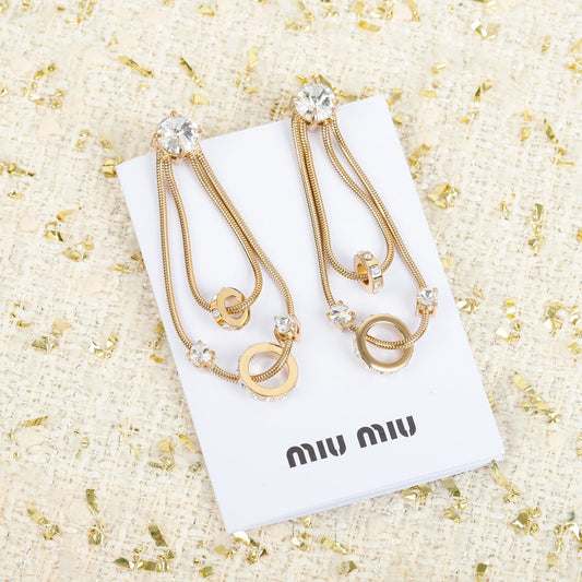 new gold studded three ring earrings with multi layer circular earrings eha97