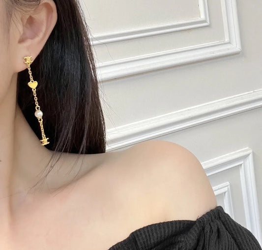 niche love triumphal arch long tassel gold earrings eha93