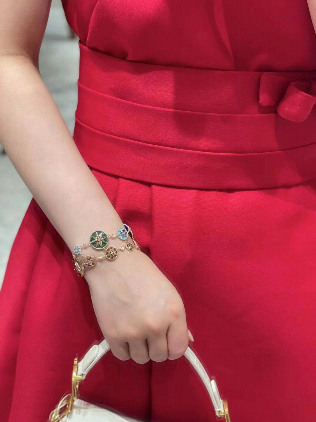 advanced diamond inlaid double layer eight pointed star compass color bracelet sla43