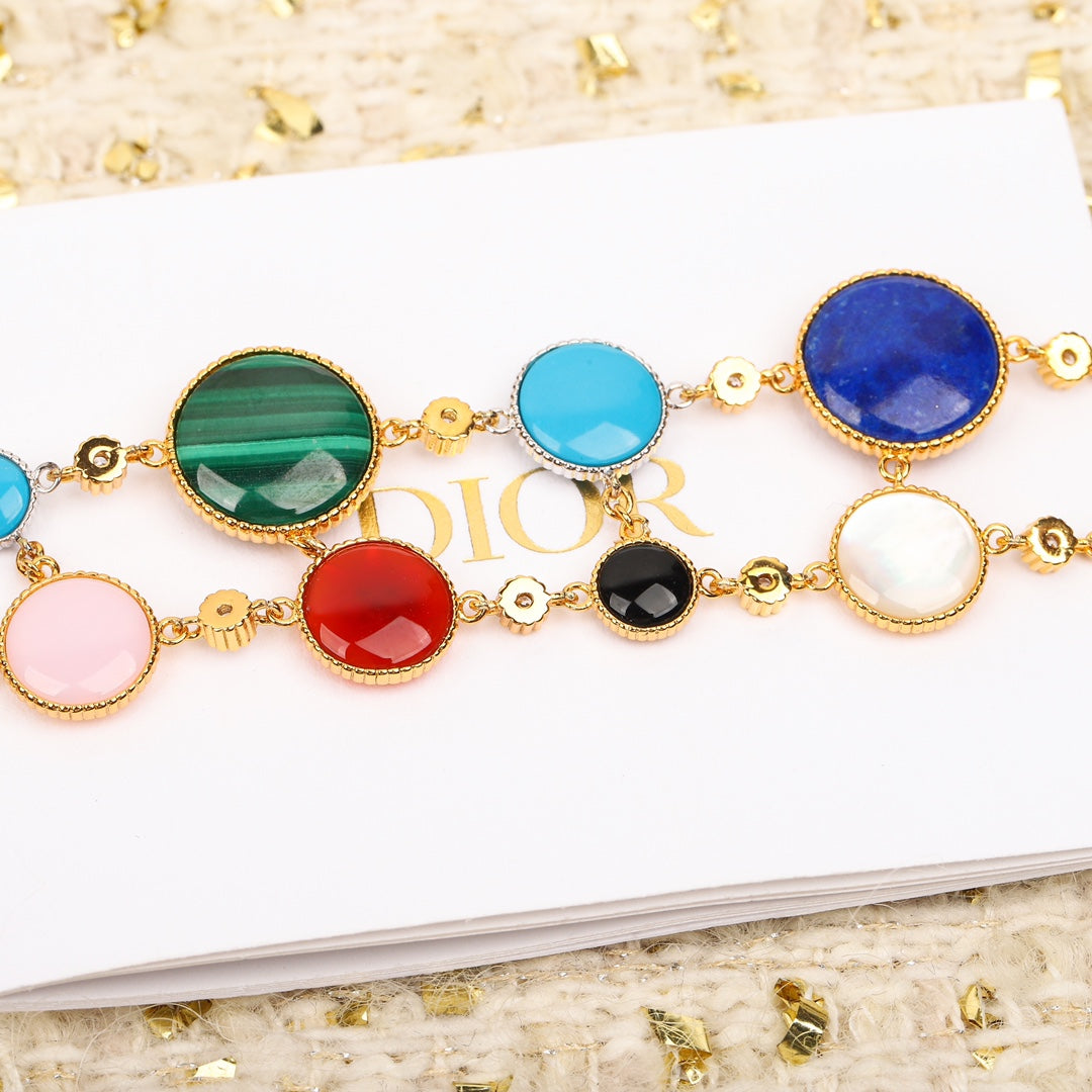 advanced diamond inlaid double layer eight pointed star compass color bracelet sla43