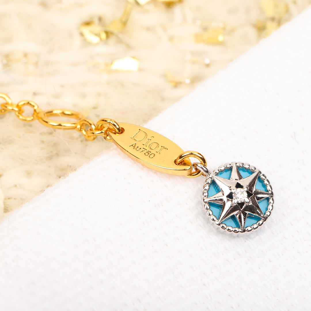 advanced diamond inlaid double layer eight pointed star compass color bracelet sla43