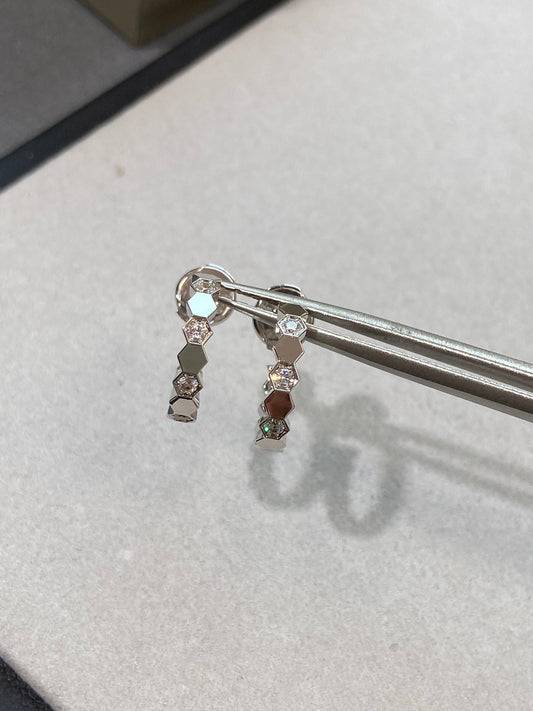 advanced and fashionable pure silver 18k silver circular honeycomb earrings eha90