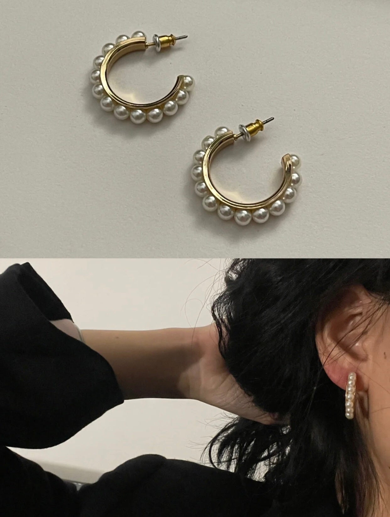 celines new fashionable gold circle pearl earrings eha122