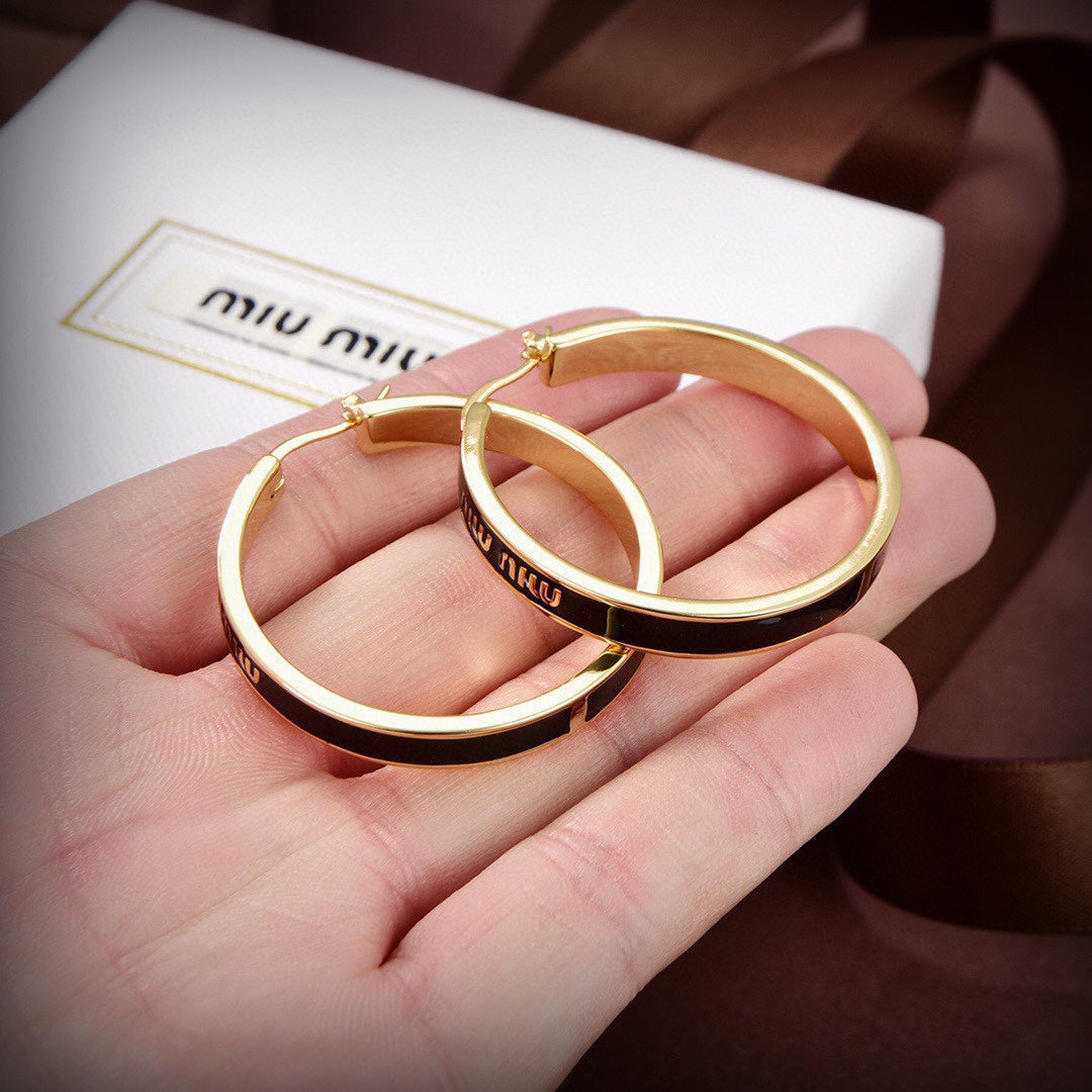 miumiu new luxury gold big circle earrings eha96