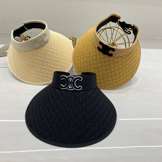 new versatile summer color blocking black rubber uv resistant empty top hat mza46