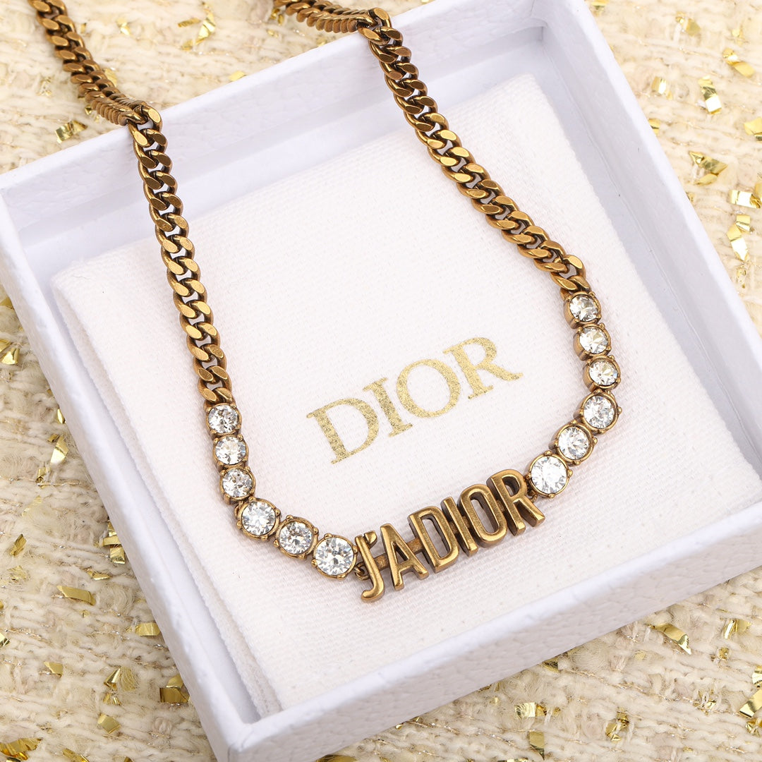 European and American high-end letter studded diamond gold chain necklace XLA82