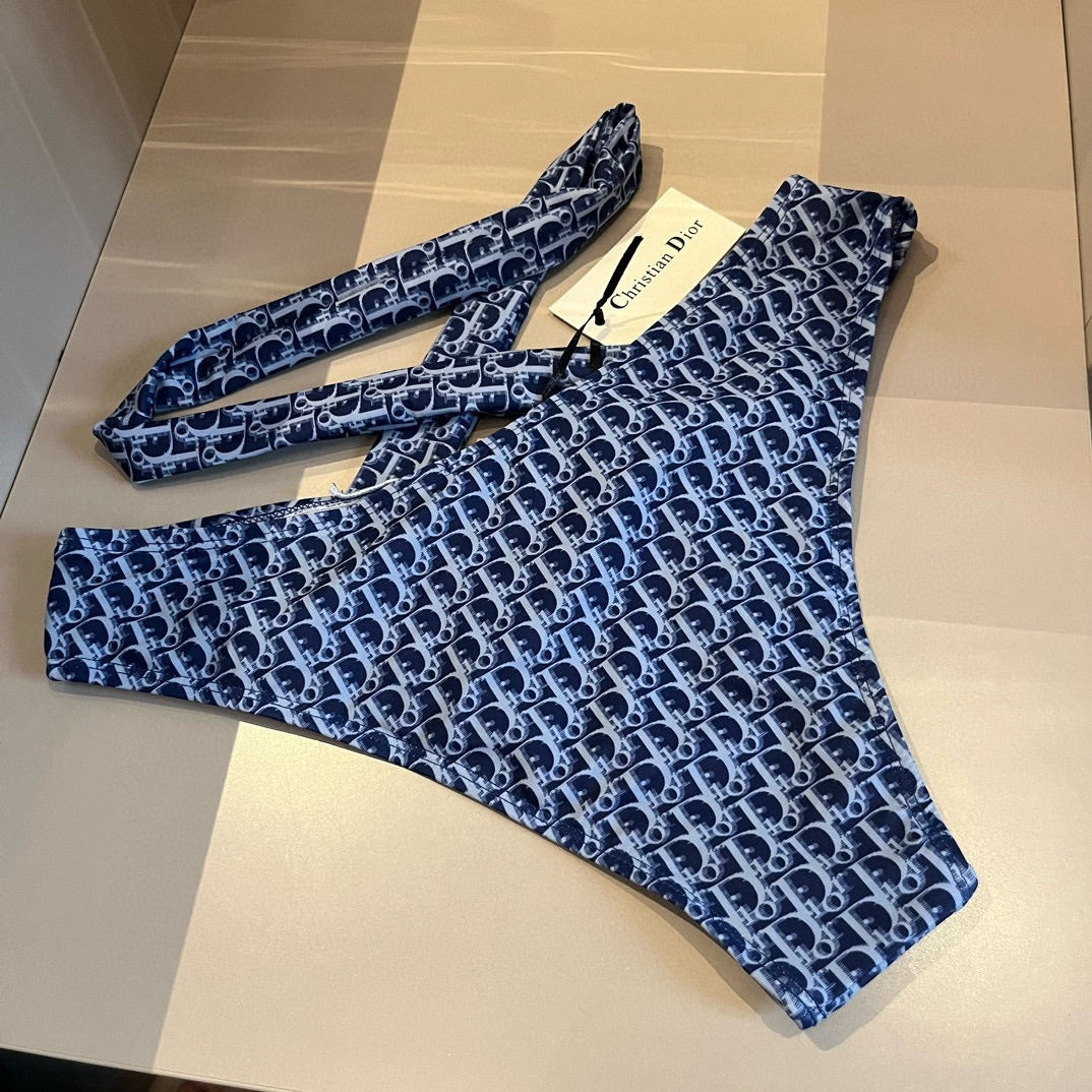 Dior sexy hot selling split body treasure blue bikini beach resort swimsuit NYA14