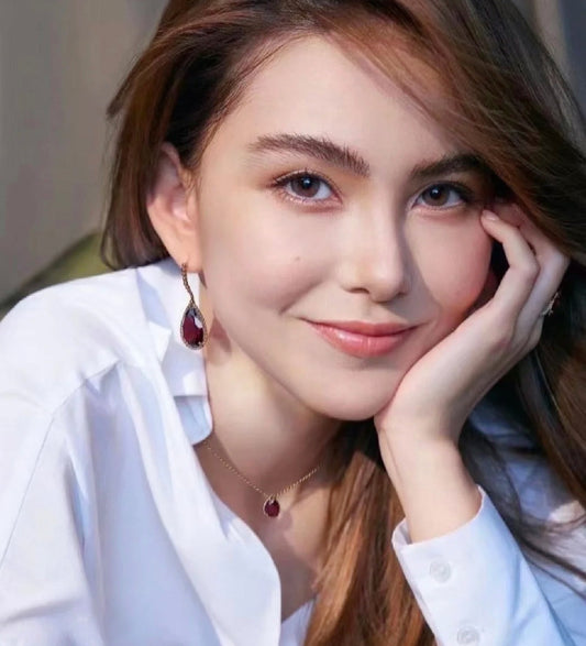 versatile red rose pomegranate baoshilong large water drop ear hook eha107