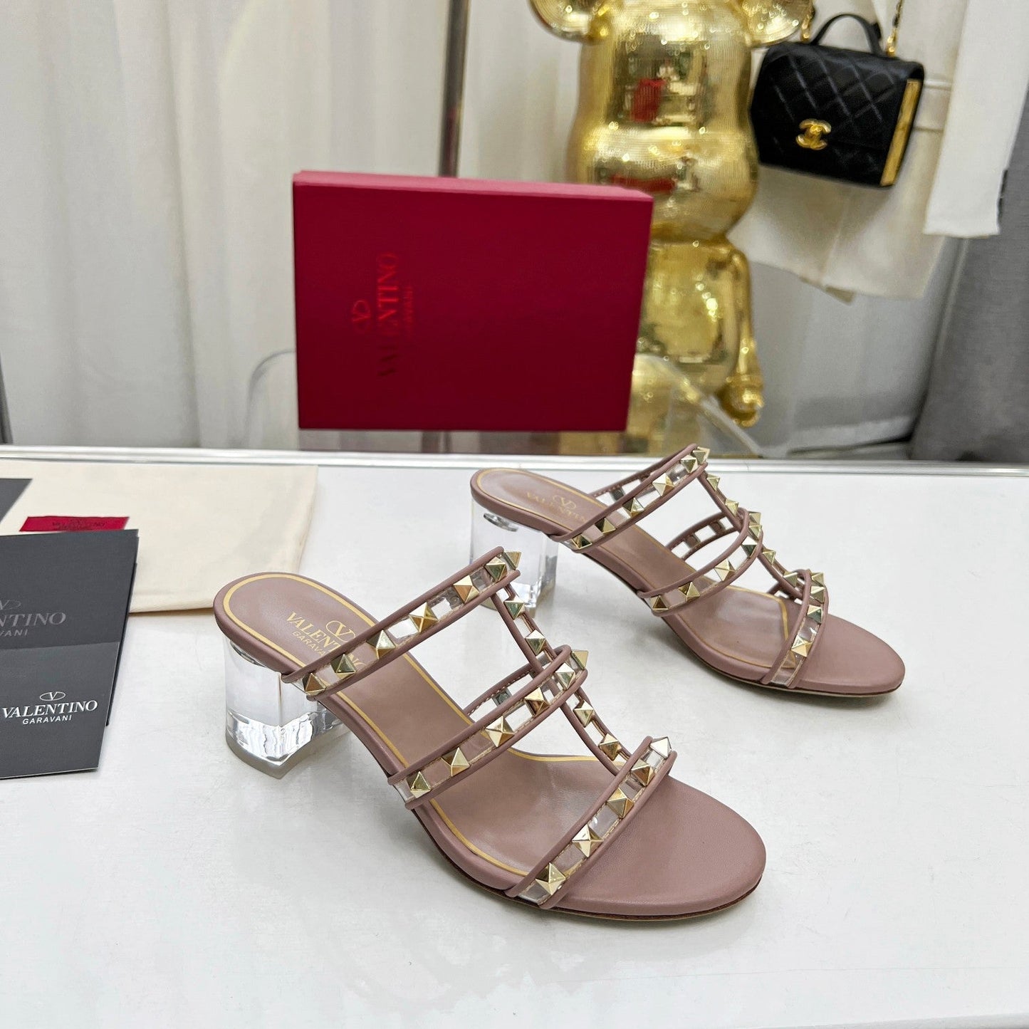 rivet sandals crystal thick heels open toe high heels single shoe xzh148