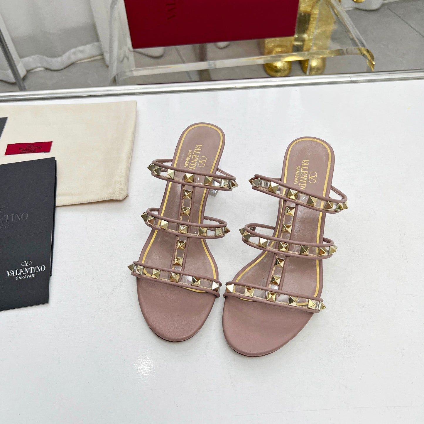 rivet sandals crystal thick heels open toe high heels single shoe xzh148