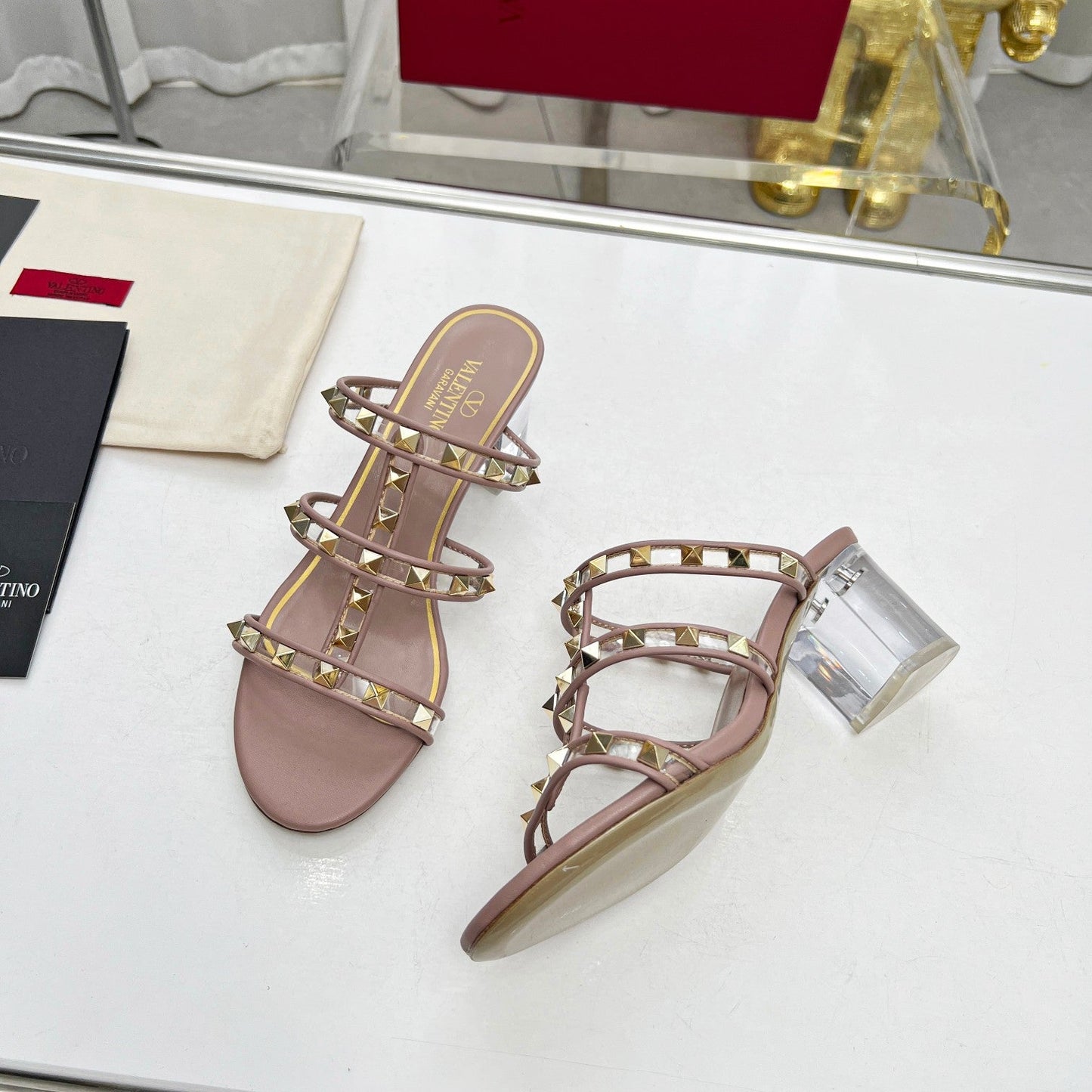 rivet sandals crystal thick heels open toe high heels single shoe xzh148