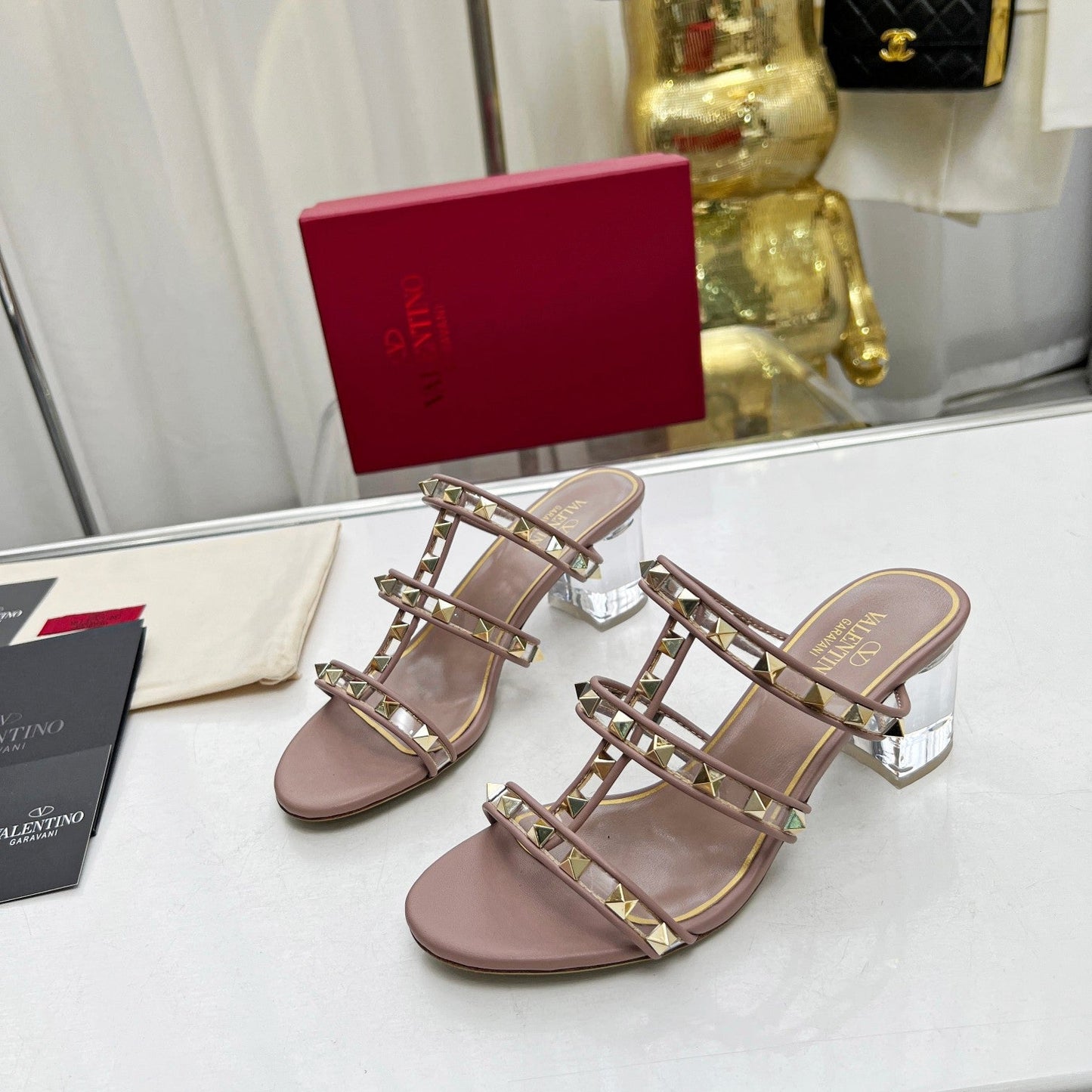 rivet sandals crystal thick heels open toe high heels single shoe xzh148