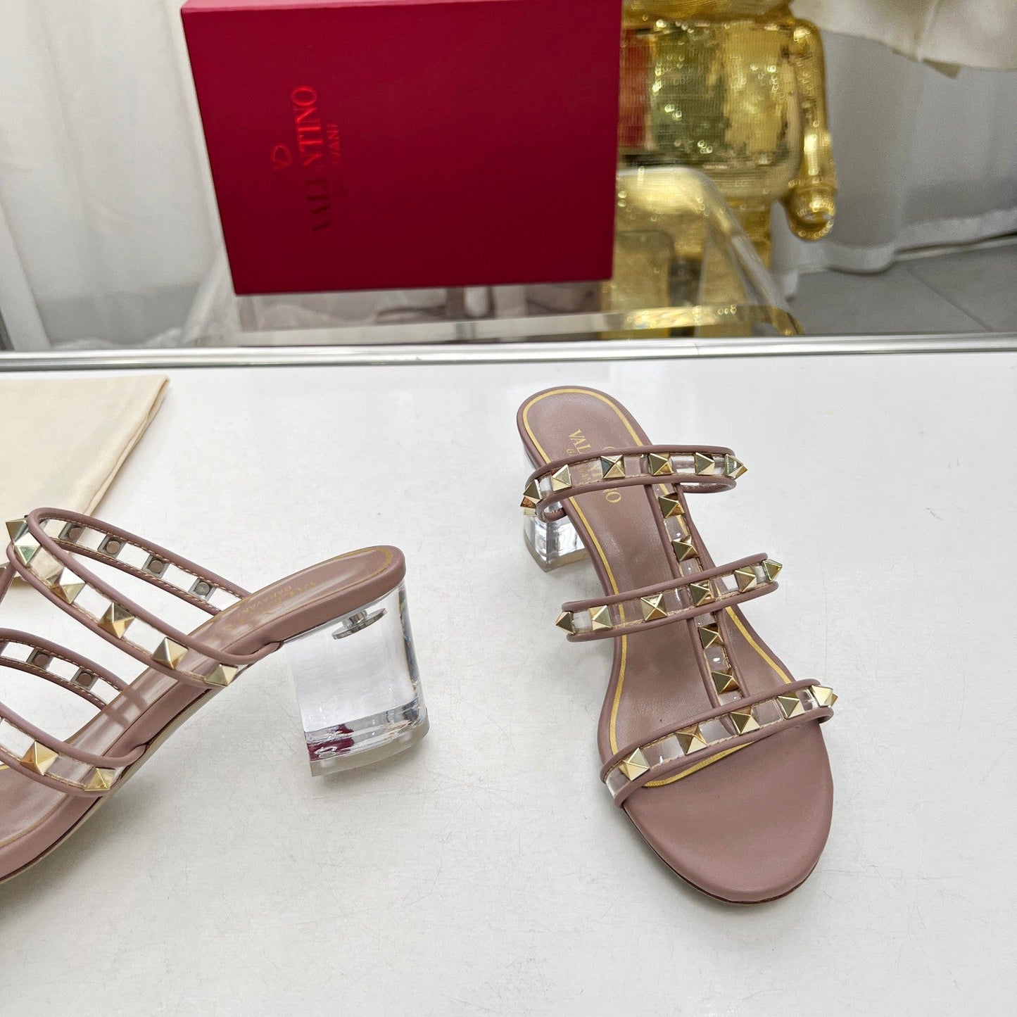 rivet sandals crystal thick heels open toe high heels single shoe xzh148
